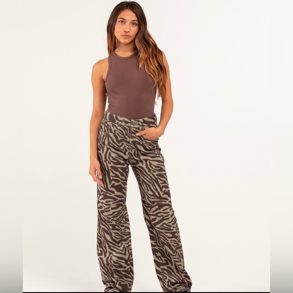 Zebra Striped High Rise Pants